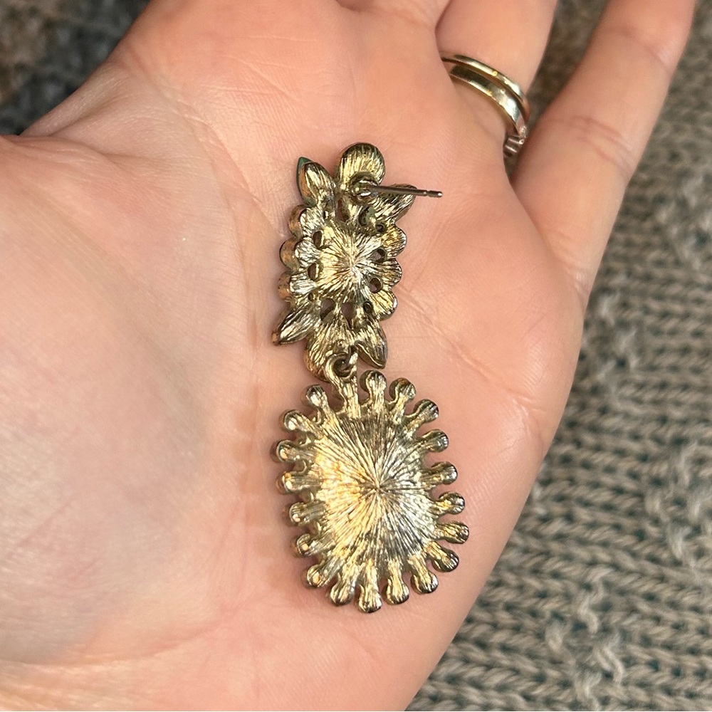 Rhinestone And Gem Statement Earrings - image 2